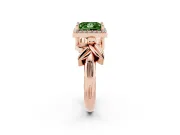Princess Cut Floral Halo Engagement Ring Setting for a Fancy Green Lab-Grown Diamond | Rose Gold
