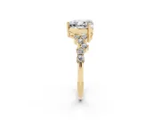 Heart-Shaped Scattered Accent Engagement Ring Setting | Slim Band | Yellow Gold
