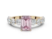 Emerald Cut Engagement Ring Setting for a Fancy Pink Lab-Grown Diamond | Yellow Gold - Design NV-24455