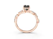 Radiant Cut Twisted Vine Engagement Ring Setting for a Black Center | Marquise Leaves | Rose Gold