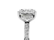 Asscher Cut Hidden Halo Pavé Engagement Ring Setting | Micro Pavé Band | Sterling Silver