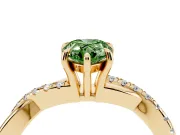 Pear-Shaped Crossover Engagement Ring Setting for a Fancy Green Lab-Grown Diamond | Yellow Gold