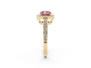 Cushion Cut Framed Halo Engagement Ring Setting for a Fancy Pink Lab-Grown Diamond | Yellow Gold