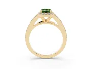 Emerald Cut Halo Engagement Ring Setting for a Fancy Green Lab-Grown Diamond | V-Split Pavé Band | Yellow Gold