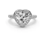 Heart Cut Diamond Halo Pavé Engagement Ring Set in Silver with Bezel Setting