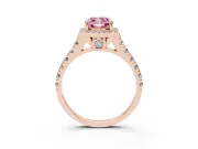 Cushion Cut Accented Halo Engagement Ring Setting for a Fancy Pink Lab-Grown Diamond | Rose Gold