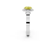 Round Halo Engagement Ring Setting for a Fancy Yellow Lab-Grown Diamond | Pavé Panel Shoulders | Sterling Silver