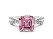 Asscher Cut Twisted Pave Engagement Ring Setting for a Fancy Pink Lab-Grown Diamond | Split Shank | Platinum