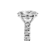 Oval Cut Diamond Pavé Solitaire Engagement Ring Set in Silver with Prong Setting