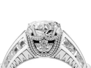 Heart Cut Diamond Vintage-Inspired Milgrain Ring Set in White gold with Accent Split Shank