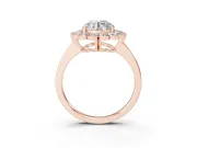 Round Scalloped Cluster Halo Engagement Ring Setting | Plain Band | Rose Gold
