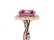 Asscher Cut Twist Halo Engagement Ring Setting for a Fancy Pink Lab-Grown Diamond | Rose Gold
