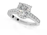 Cushion Cut Pavé Solitaire Engagement Ring Setting | Crossover Gallery | Platinum