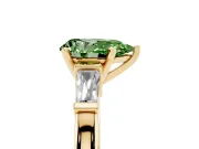 Pear-Shaped Three-Stone Engagement Ring Setting for a Fancy Green Lab-Grown Diamond | Tapered Baguettes | Yellow Gold