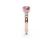 Fancy Pink Princess Cut Diamond Five-Stone Prong Set Engagement Ring Set in Rose gold with Channel Band
