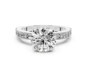 Round Vintage Pavé Solitaire Engagement Ring Setting | Milgrain Edges | Sterling Silver