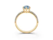 Marquise Three Row Pave Engagement Ring Setting for a Fancy Blue Lab-Grown Diamond | Yellow Gold