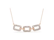 Round Lab-Grown Diamond Pavé Cushion Link Pendant Necklace | Shared Prongs | Rose Gold