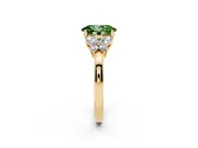Fancy Green Oval Cut Diamond Solitaire Floral Ring Set in Yellow gold with Marquise Petals and Prong Setting