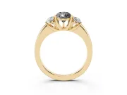 Pear-Shaped Three Stone Engagement Ring Setting for a Black Center | Plain Band | Yellow Gold
