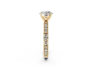 Round Vintage Pavé Solitaire Engagement Ring Setting | Milgrain Edges | Yellow Gold
