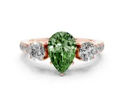 Pear-Shaped Engagement Ring Setting for a Fancy Green Lab-Grown Diamond | Three Stone | Rose Gold