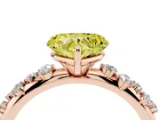 Fancy Yellow Heart Cut Diamond Cluster Solitaire Ring Set in Rose gold with Prong Setting