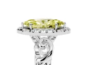 Fancy Yellow Marquise Cut Diamond Halo Ring Set in Silver with Scrollwork Band and Prong Setting