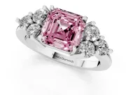 Asscher Cut Cluster Side Stone Engagement Ring Setting for a Fancy Pink Lab-Grown Diamond | Plain Band | White Gold