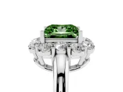Princess Cut Graduated Milgrain Halo Engagement Ring Setting for a Fancy Green Lab-Grown Diamond | Sterling Silver