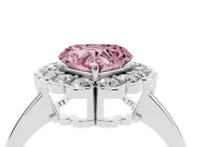 Heart-Shaped Scalloped Cluster Halo Engagement Ring Setting for a Fancy Pink Lab-Grown Diamond | Plain Band | Platinum