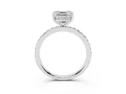 Asscher Cut Diamond Pavé Band Ring Set in White gold with Prong-Set Center Stone