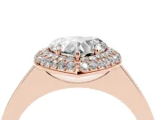 Heart Cut Diamond Halo Engagement Ring Set in Rose gold with Solitaire Band and Prong Setting
