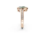 Pear-Shaped Milgrain Halo Engagement Ring Setting for a Fancy Green Lab-Grown Diamond | Wide Pavé Band | Rose Gold