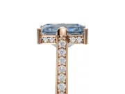 Emerald Cut Vintage Cathedral Engagement Ring Setting for a Fancy Blue Lab-Grown Diamond | Carved Band | Rose Gold