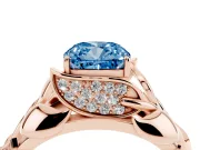 Cushion Cut Leaf Bypass Engagement Ring Setting for a Fancy Blue Lab-Grown Diamond | Rose Gold
