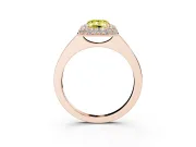 Fancy Yellow Emerald Cut Diamond Halo Engagement Ring Set in Rose gold with Solitaire Band and Prong Setting
