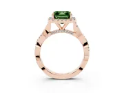 Asscher Cut Twist Halo Engagement Ring Setting for a Fancy Green Lab-Grown Diamond | Rose Gold