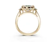 Cushion Cut Halo Engagement Ring Setting for a Fancy Green Lab-Grown Diamond | Graduated Channel Band | Yellow Gold