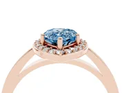 Fancy Blue Pear Cut Diamond Halo Ring Set in Rose gold with Solitaire Band and Prong Setting