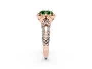 Asscher Cut Floral Halo Engagement Ring Setting for a Fancy Green Lab-Grown Diamond | Pavé Split Shank | Rose Gold