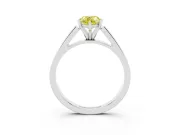 Fancy Yellow Pear Cut Diamond Solitaire Engagement Ring Set in Silver with Prong Setting and Tapered Band