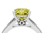 Princess Cut Split Shank Engagement Ring Setting for a Fancy Yellow Lab-Grown Diamond | Pave Band | Platinum