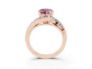 Heart-Shaped Bypass Pavé Engagement Ring Setting for a Fancy Pink Lab-Grown Diamond | Rose Gold