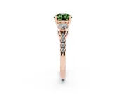 Round Three-Stone Engagement Ring Setting for a Fancy Green Lab-Grown Diamond | Rose Gold