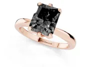 Fancy Black Radiant Cut Diamond Solitaire Engagement Ring Set in Rose gold with Slim Tapered Solitaire Band