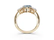 Heart-Shaped Three Stone Engagement Ring Setting for a Fancy Blue Lab-Grown Diamond | Plain Band | Yellow Gold