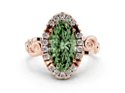 Marquise Filigree Halo Engagement Ring Setting for a Fancy Green Lab-Grown Diamond | Rose Gold