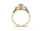 Emerald Cut Hidden Halo Three Stone Engagement Ring Setting for a Fancy Yellow Lab-Grown Diamond | Yellow Gold