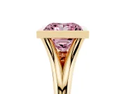 Fancy Pink Bezel Set Princess Cut Diamond Solitaire Ring Set in Yellow gold with Tapered Band